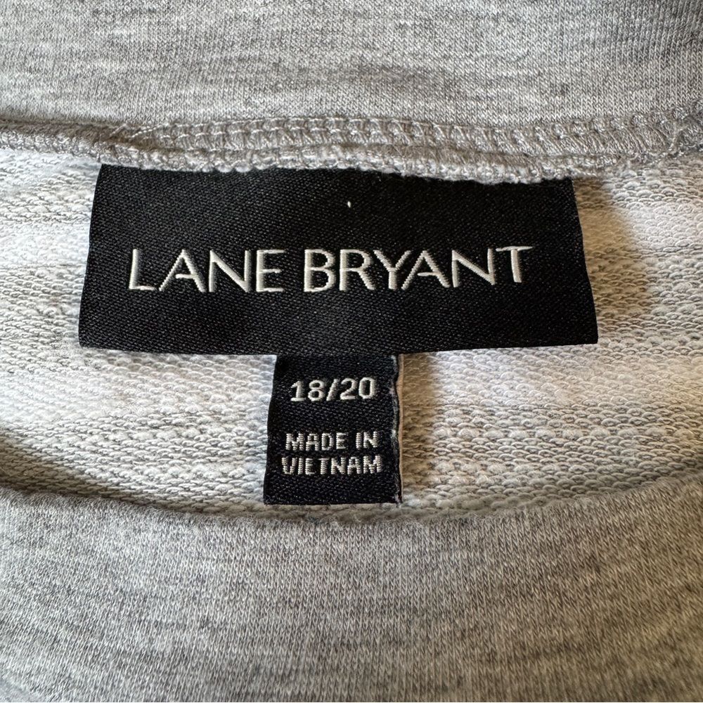 LANE BRYANT Size 18-20 Striped Gray White Casual Ruffle sleeves Shirt Dress - Picture 7 of 9